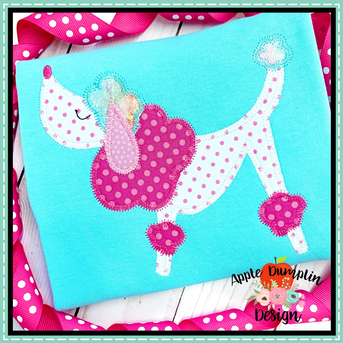 Poodle Zigzag Applique Design, Applique