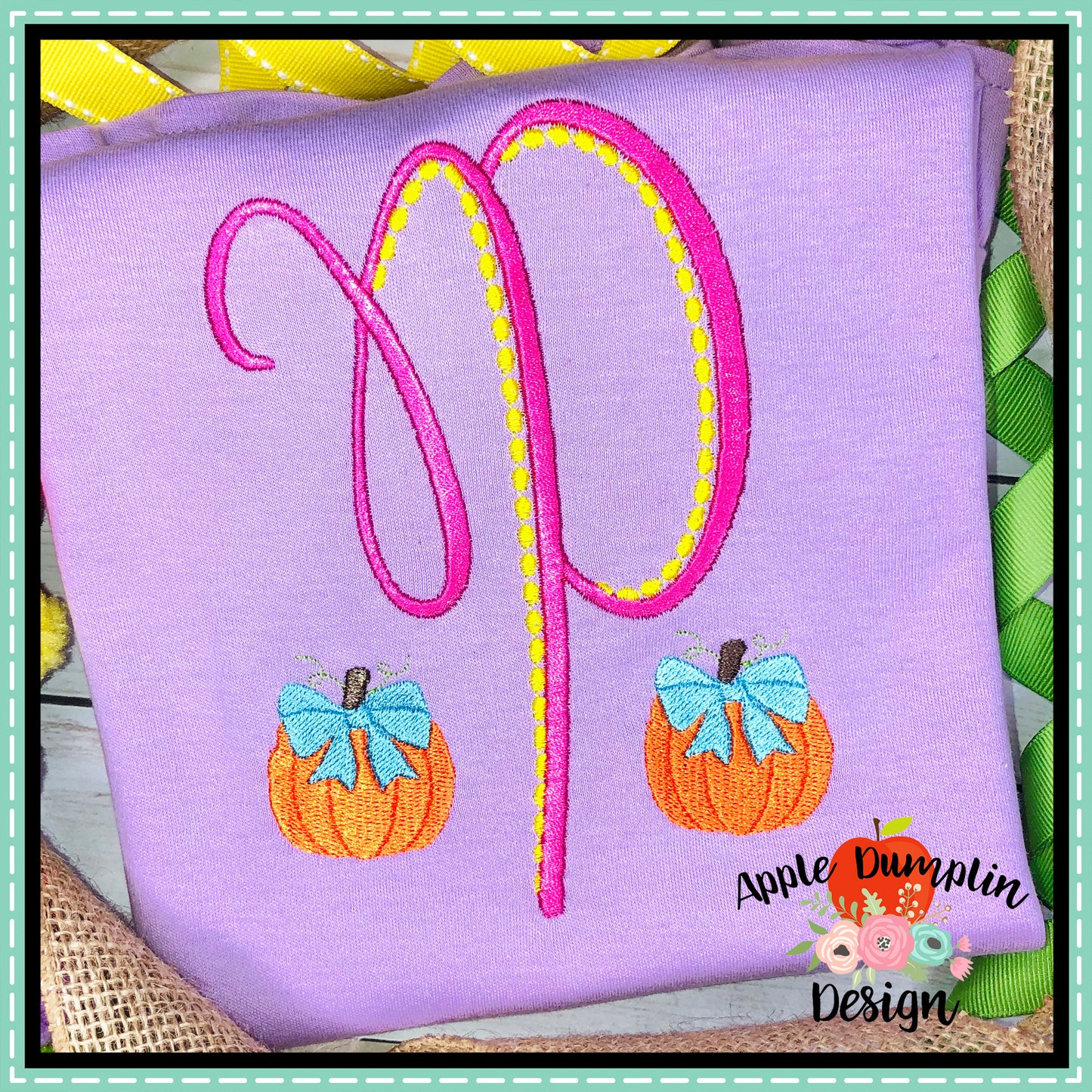 Pumpkin with Bow Mini Embroidery Design, Embroidery