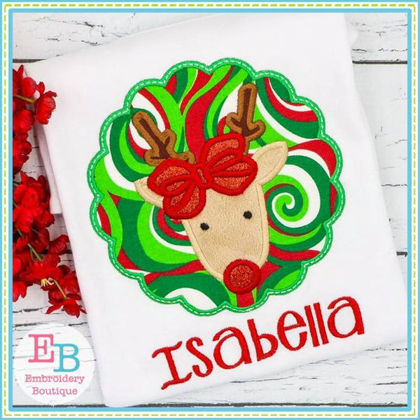 Reindeer Bow Patch Applique, Applique