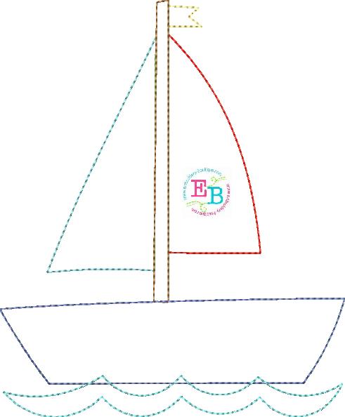 Sailboat 2 Bean Stitch Applique, Applique