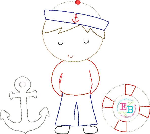 Sailor Scene Bean Stitch Applique, Applique