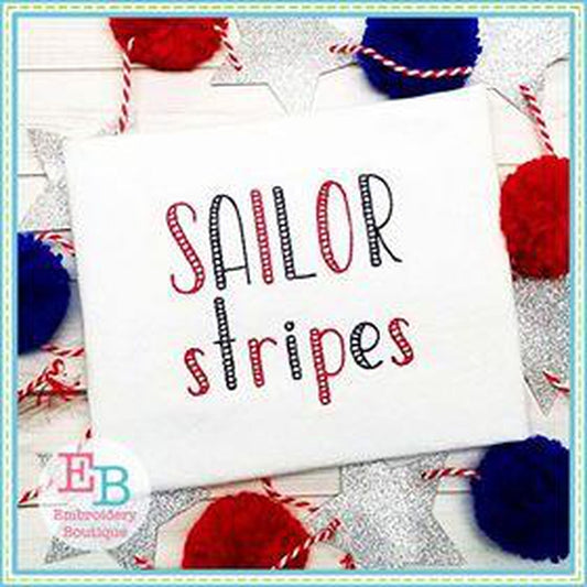 Sailor Stripes Embroidery Font, Embroidery Font