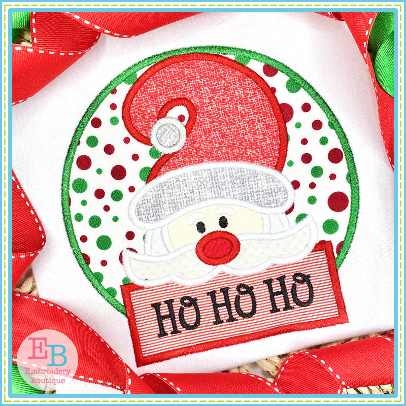 Santa Circle 2 Satin Stitch Applique, Applique
