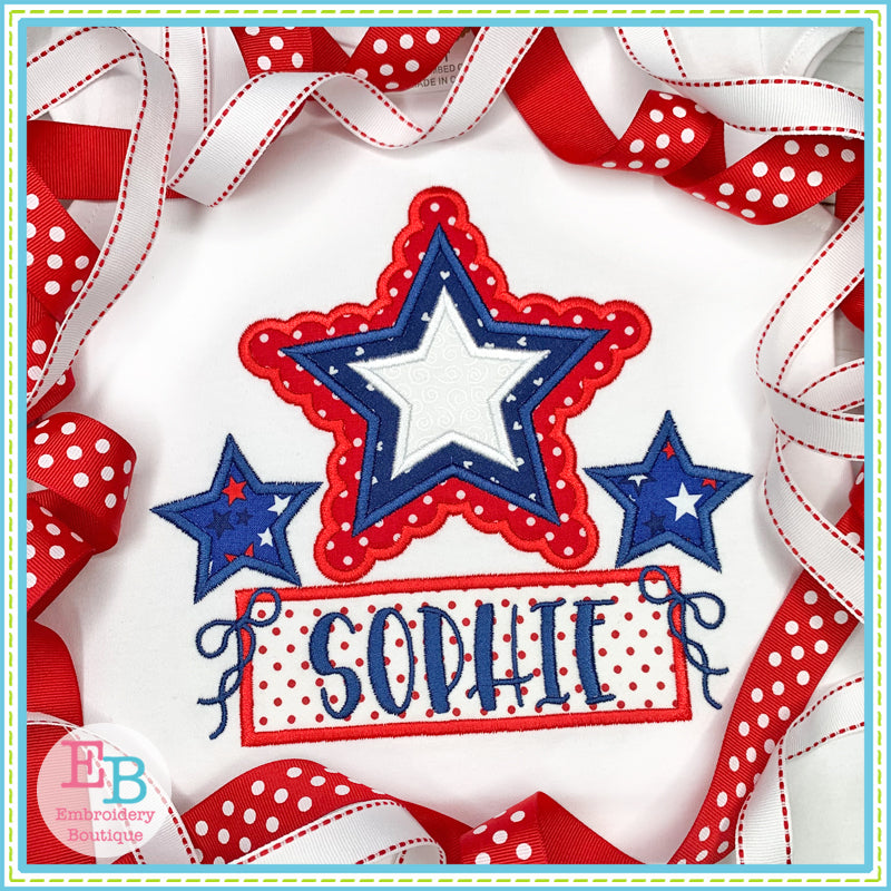 Scalloped Star Trio Satin Applique, Applique