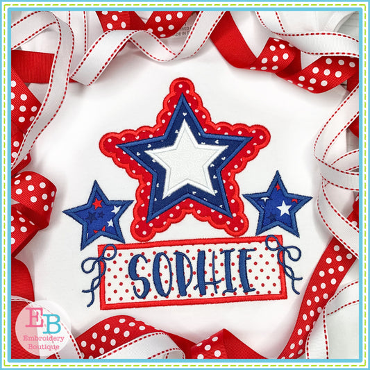 Scalloped Star Trio Satin Applique, Applique