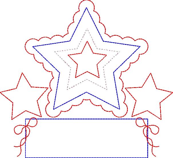 Scalloped Star Trio Bean Applique, Applique