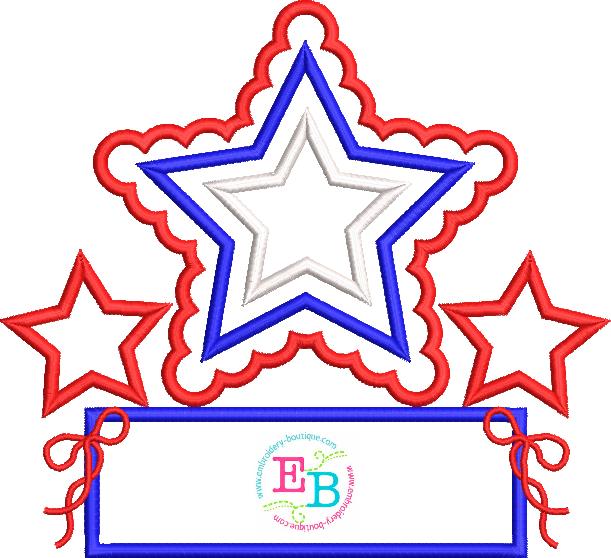 Scalloped Star Trio Satin Applique, Applique