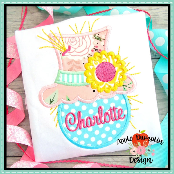 Scarecrow Head Flower Applique Design, applique