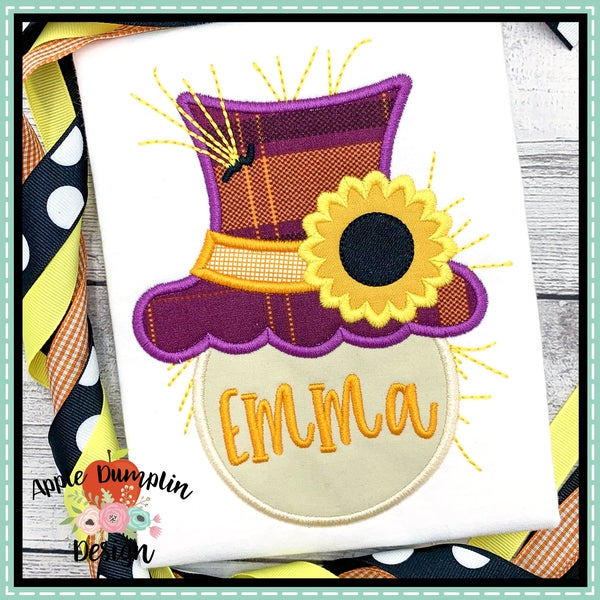 Scarecrow Head Flower Applique Design, applique
