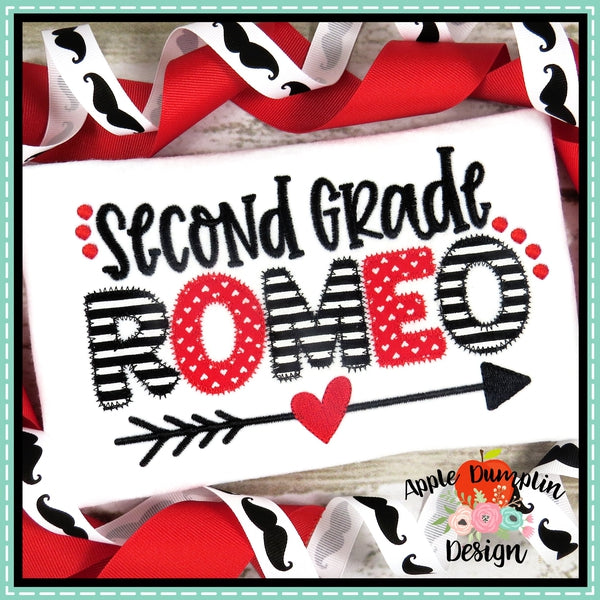 Second Grade Romeo Zigzag Applique Design, applique