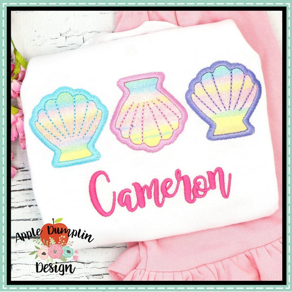Sea Shell Trio Applique Design, applique