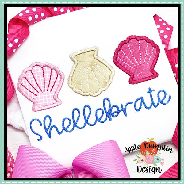 Sea Shell Trio Applique Design, applique
