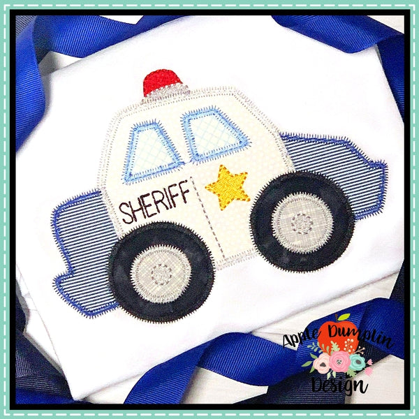 Sheriff Car Zigzag Applique Design, applique