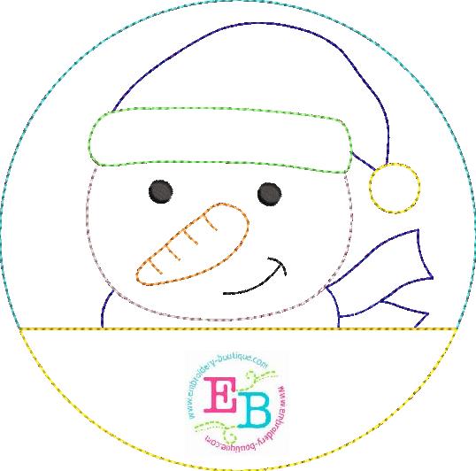 Snowman Circle Bean Stitch Applique, Applique