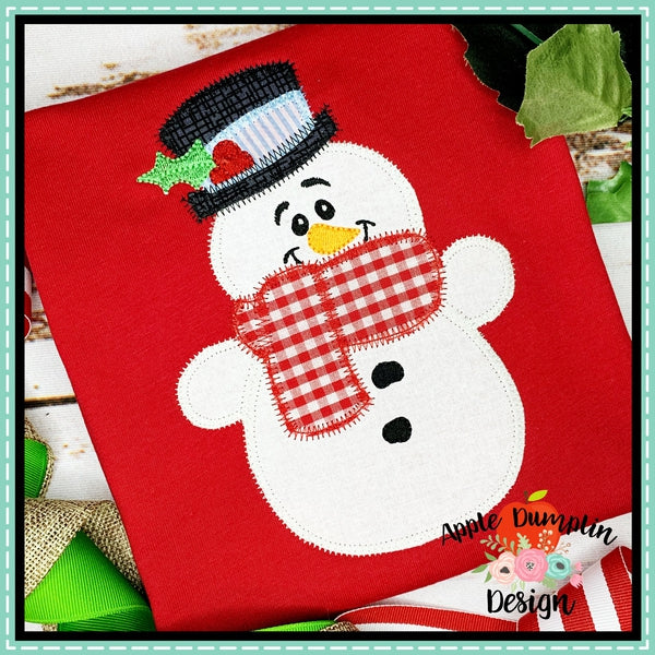Snowman with Hat Zigzag Applique Design, applique