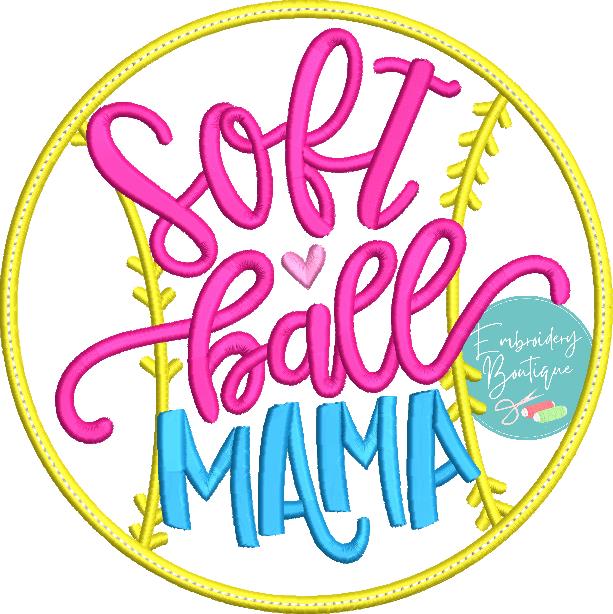 Softball Mama Applique, Applique, Embroidery Boutique