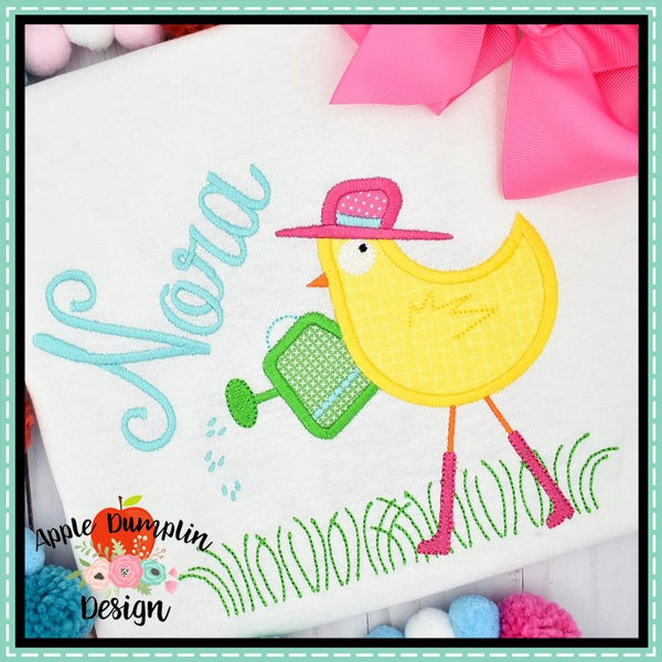 Spring Chicken in Grass Applique Design, applique