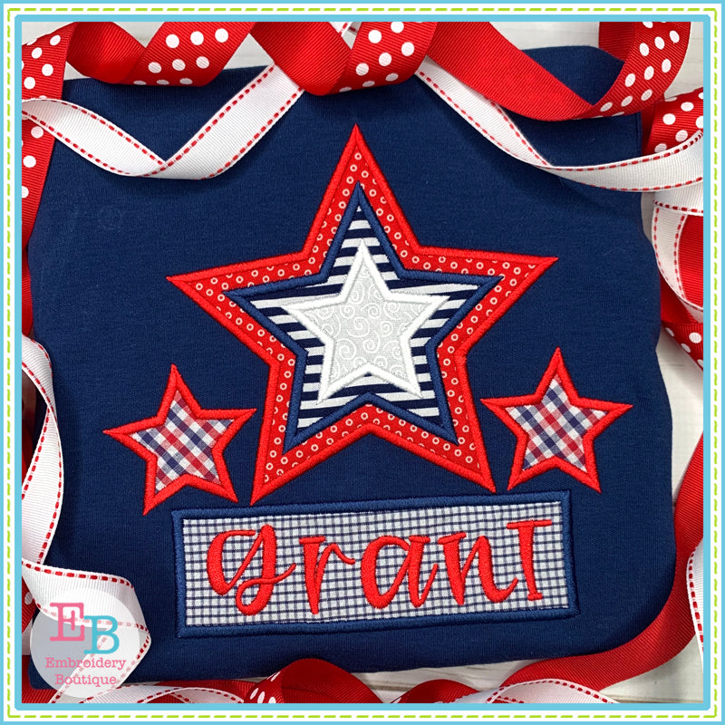 Star Trio Satin Applique, Applique