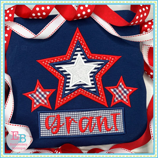 Star Trio Satin Applique, Applique