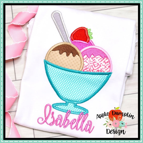 Strawberry Sundae Applique Design, applique