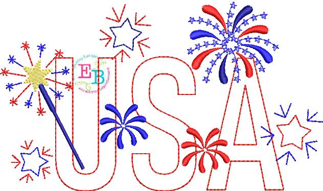 USA Fireworks Applique, Applique