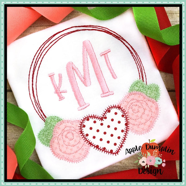 Valentine Wreath Zigzag Stitch Applique Design, applique