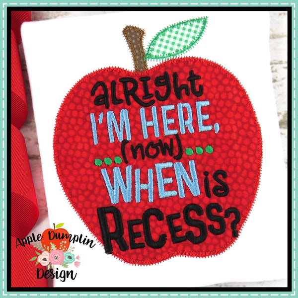 When is Recess Apple Zigzag Applique Design, applique