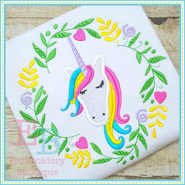 Unicorn Wreath Applique, Applique