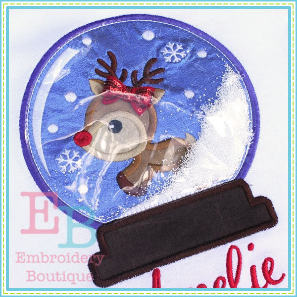 Deer Snow Globe Applique, Applique