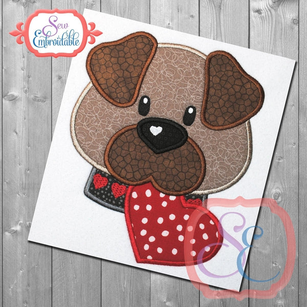 Boxer Heart Applique, Applique