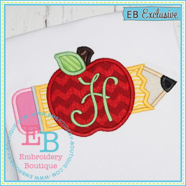 Pencil Apple Applique, Applique