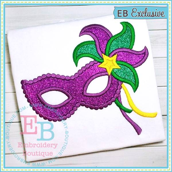 New Mardi Gras Mask Applique, Applique