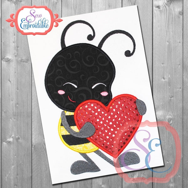 Bee with Heart Applique, Applique