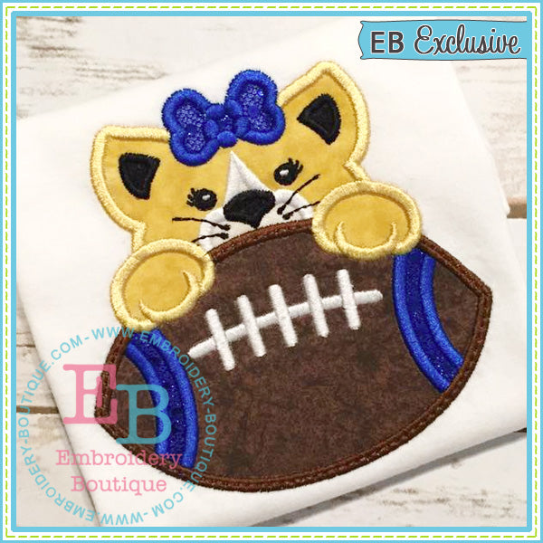 Football Wildcat Girl Applique, Applique