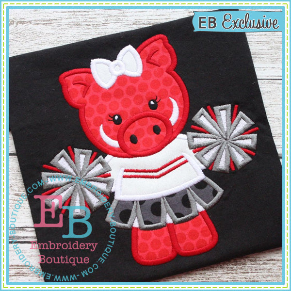 Girl Pig Mascot Applique, Applique