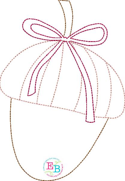 Acorn Bow Bean Stitch Applique, Applique