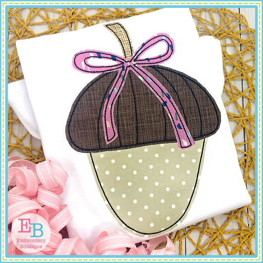 Acorn Bow Bean Stitch Applique, Applique