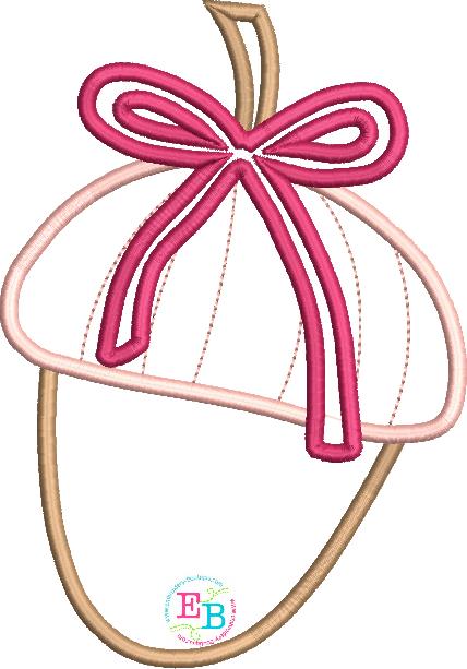 Acorn Bow Satin Stitch Applique, Applique