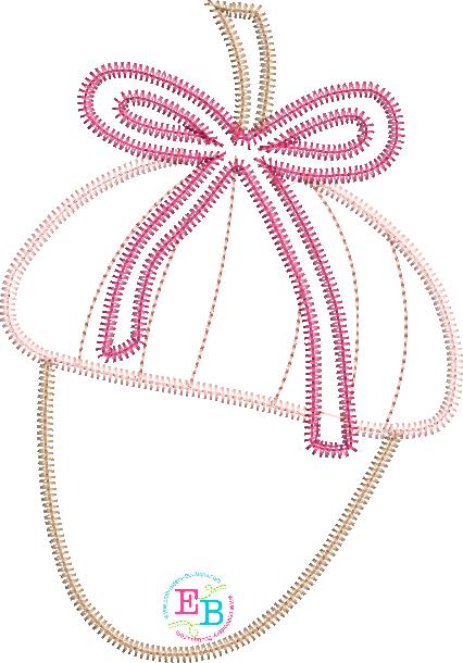 Acorn Bow Zigzag Stitch Applique, Applique