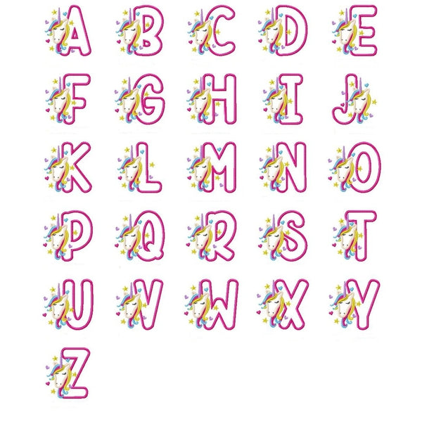 Unicorn Applique Alphabet, Applique Alphabet