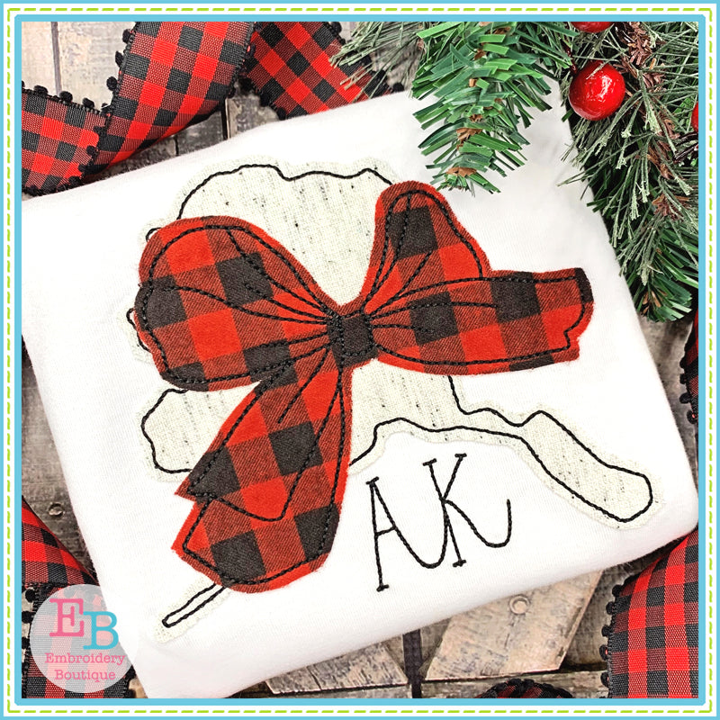 Big Bow Alaska Bean Stitch Applique, Applique