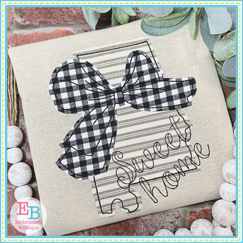 Big Bow Alabama Bean Stitch Applique, Applique