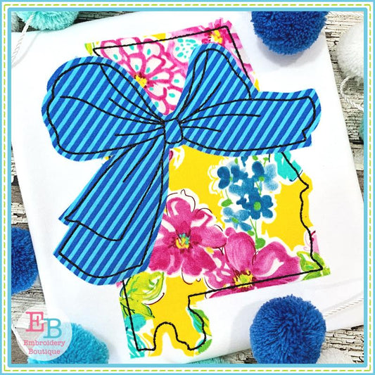 Big Bow Alabama Bean Stitch Applique, Applique