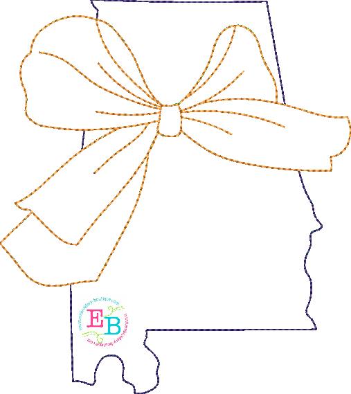 Big Bow Alabama Bean Stitch Applique, Applique