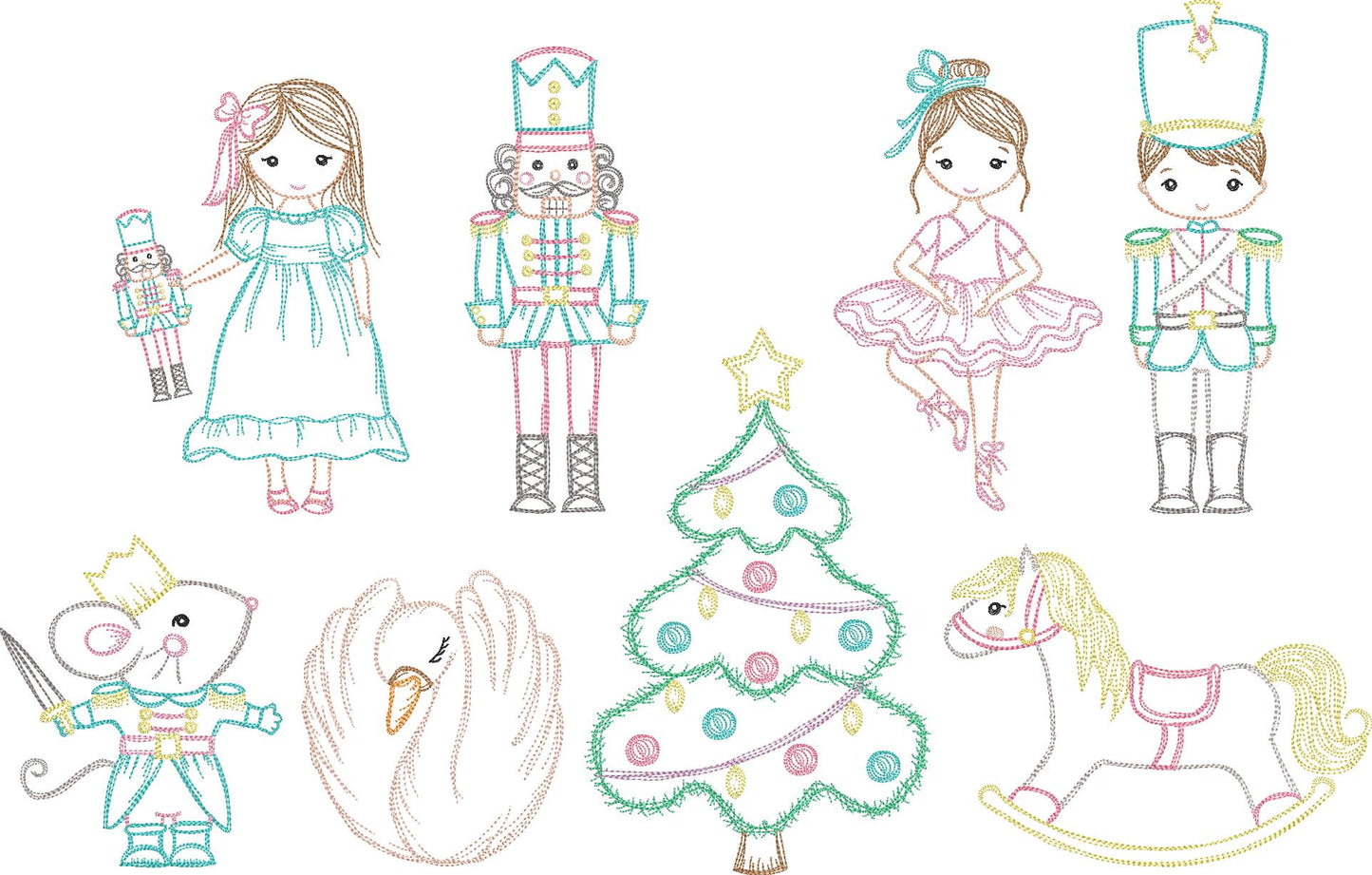 Nutcracker Sketch Design Bundle (11 Designs), Embroidery Design