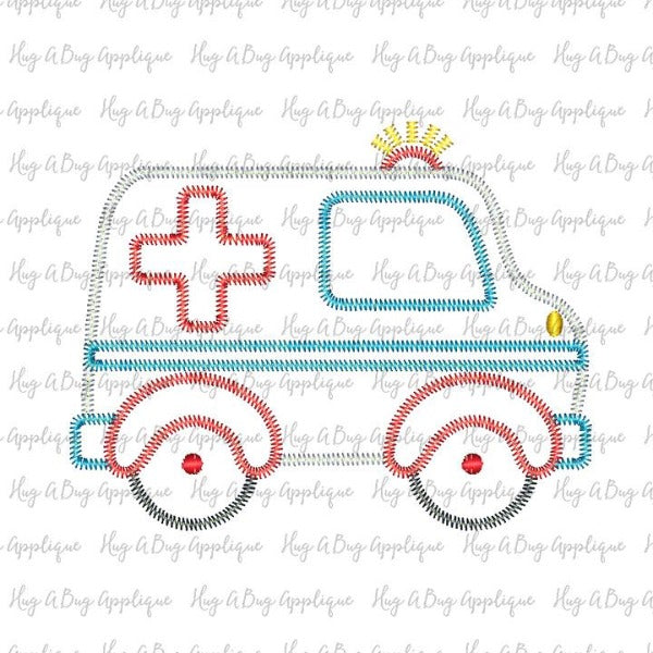 Ambulance Zig Zag Stitch Applique Design, Applique