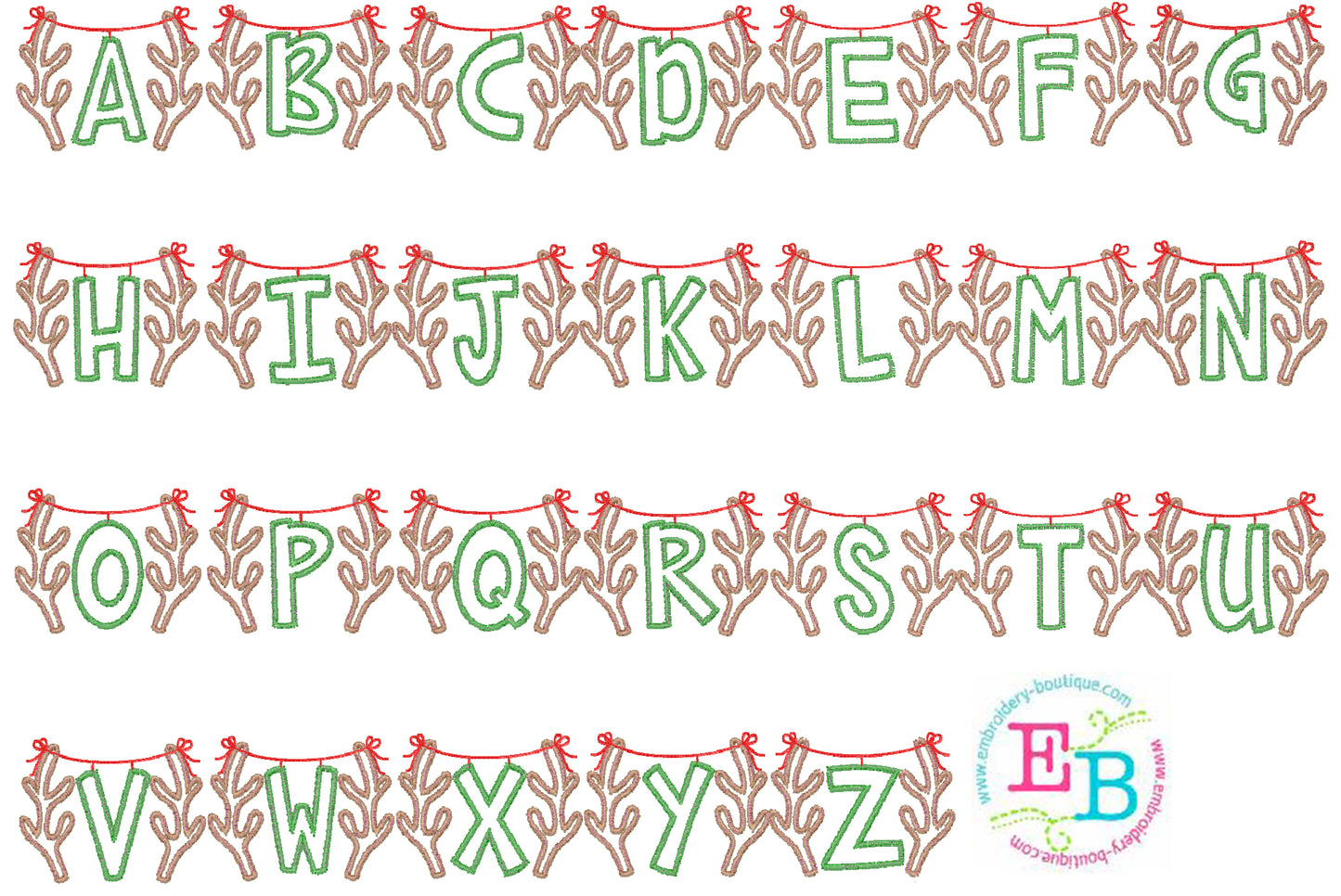 Antler Applique Alphabet, Applique Alphabet