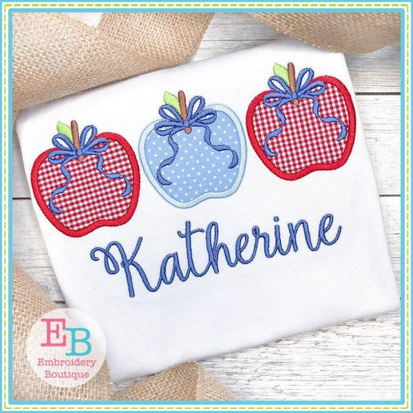 Apple Bow Trio Applique, Applique
