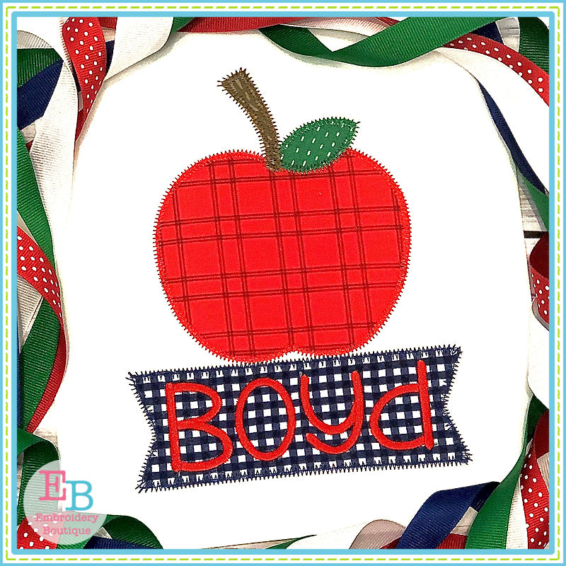 Banner Under Apple Zigzag Applique, Applique