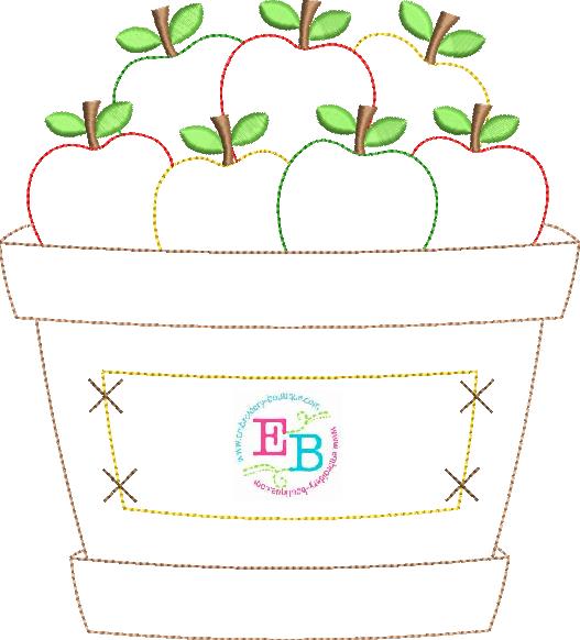 Apple Basket Bean Stitch Applique, Applique